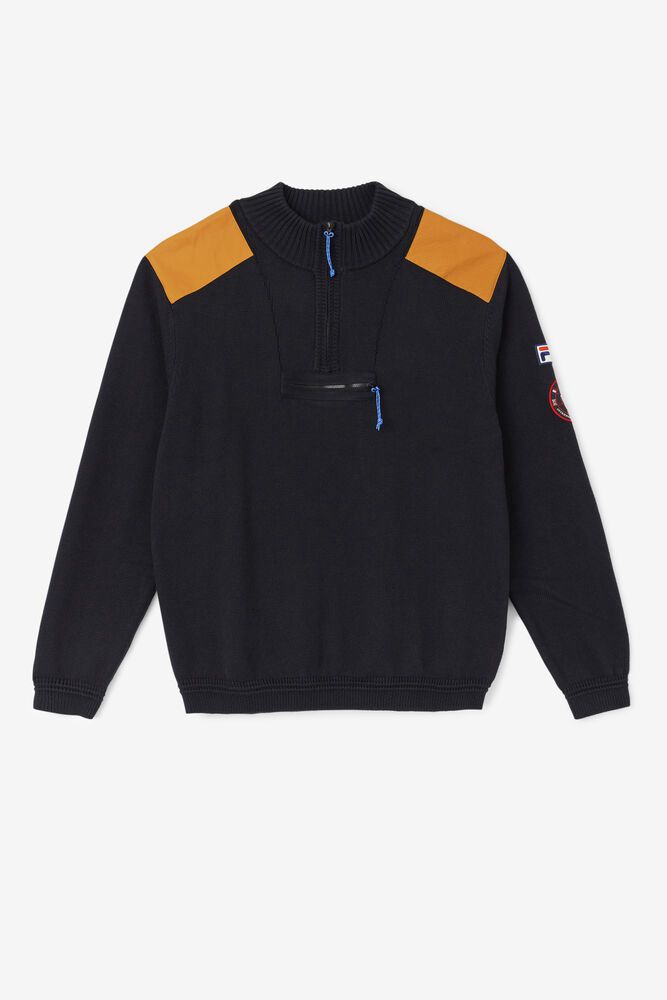 Fila Sweatshirt Mens Black - Merkle 1/4 Zip Sweater - Philippines 5749108-RX